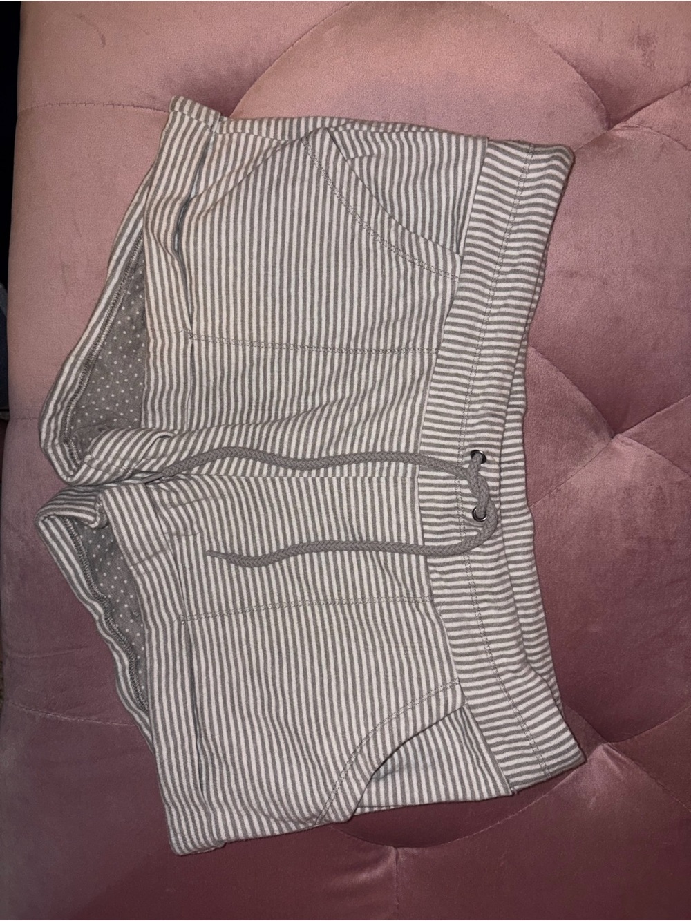 Banana Republic Gray and White Striped Drawstring Shorts